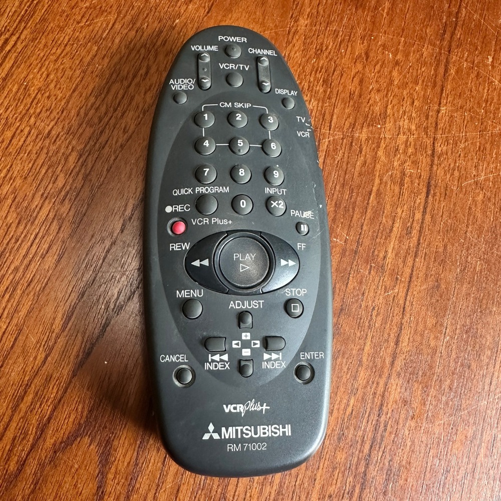 Mitsubishi RM 71002 VCR Plus+ TV VCR Remote Control Black OEM Replacement Tested